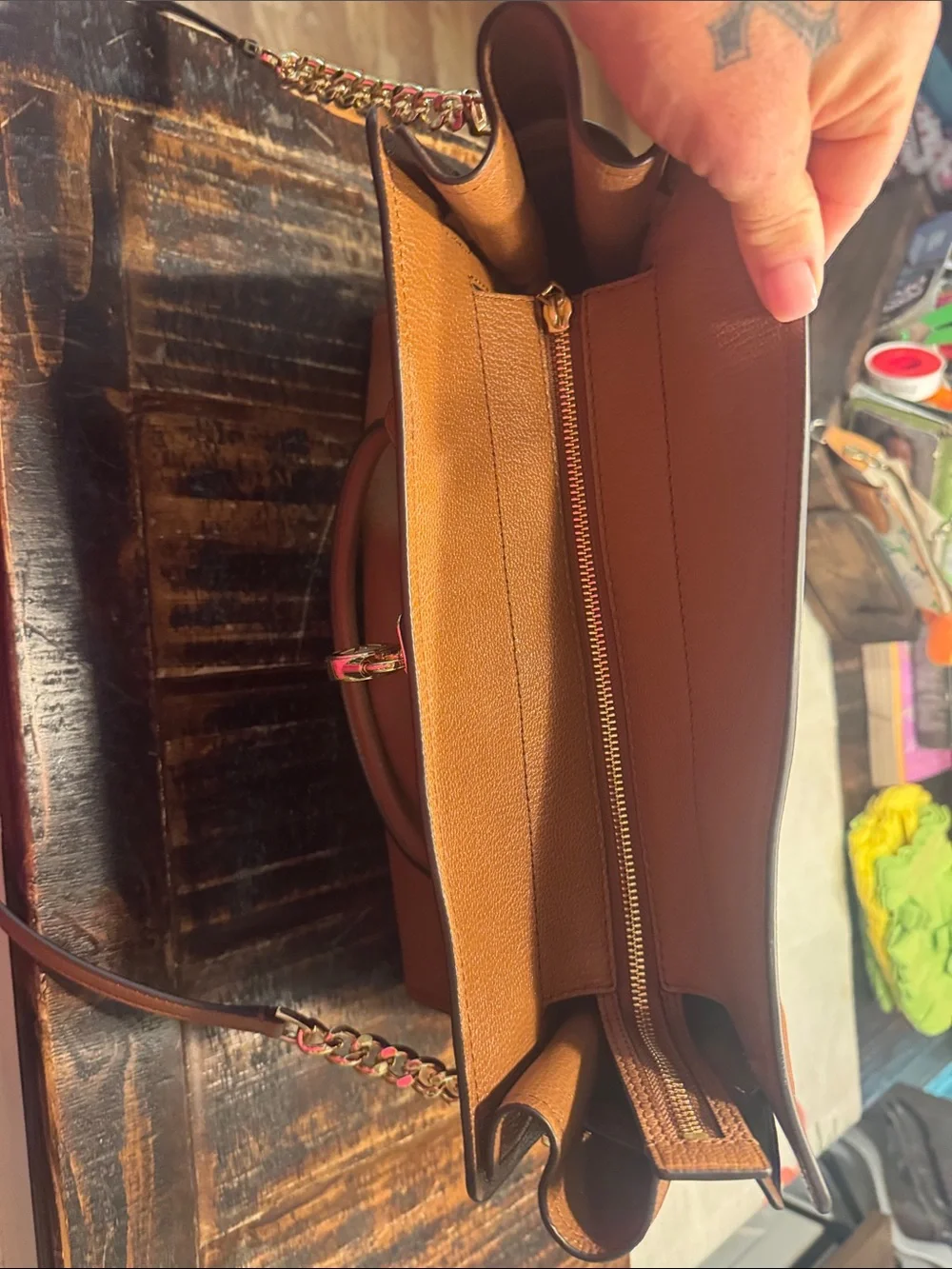 Michael Kors Tan Leather Satchel with Gold Hardware